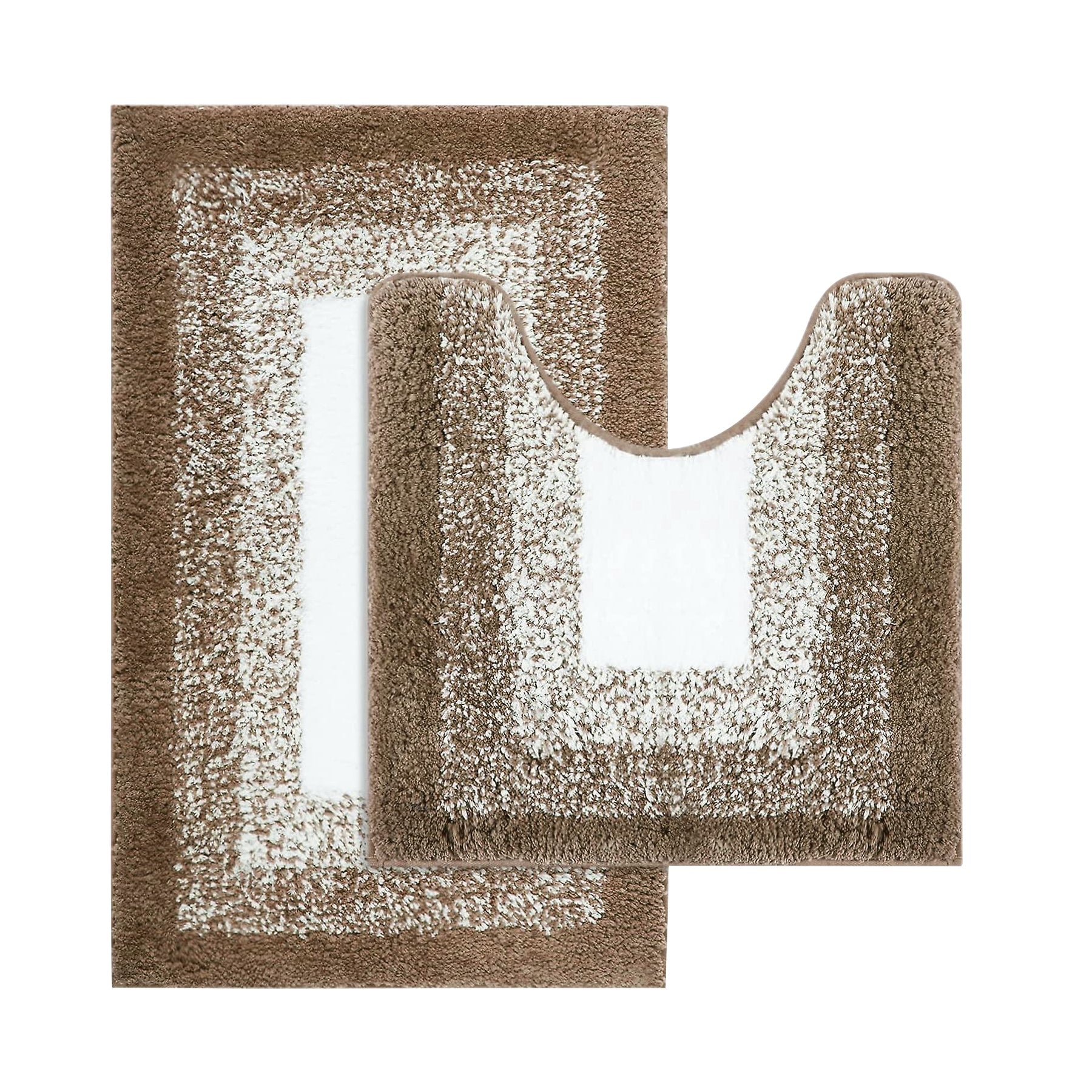Soft Non-Slip Microfiber 2-Piece Bath & Pedestal Mat Set Ultra Absorbent Rugs
