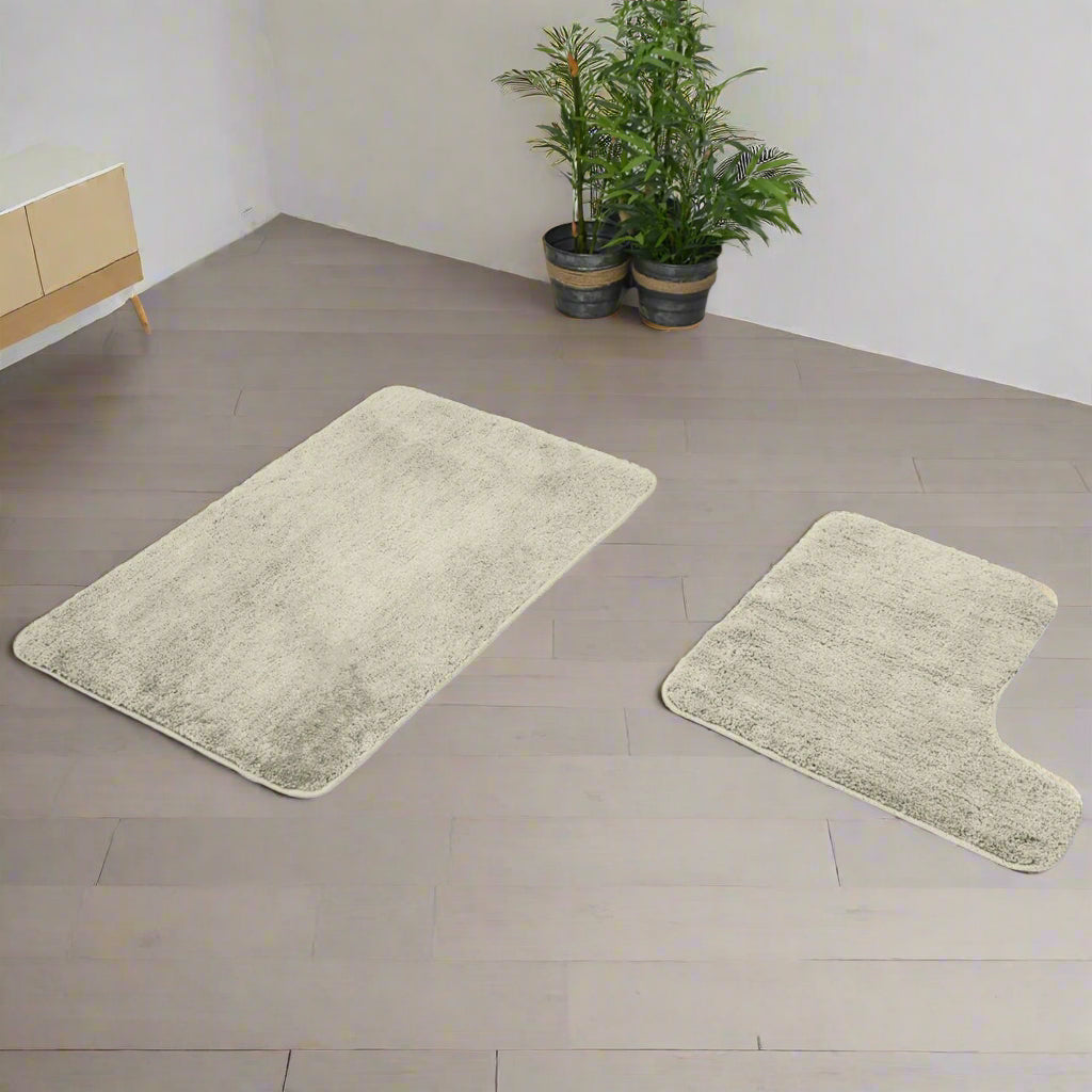 Luxurious 2-Piece Microfiber Bath Mat Pedestal Set, Absorbent, Non-Slip Safety