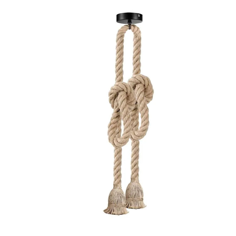 Vintage Industrial Hemp Rope Double Head Pendant Light Fixture, Adjustable 3 Meter Cord