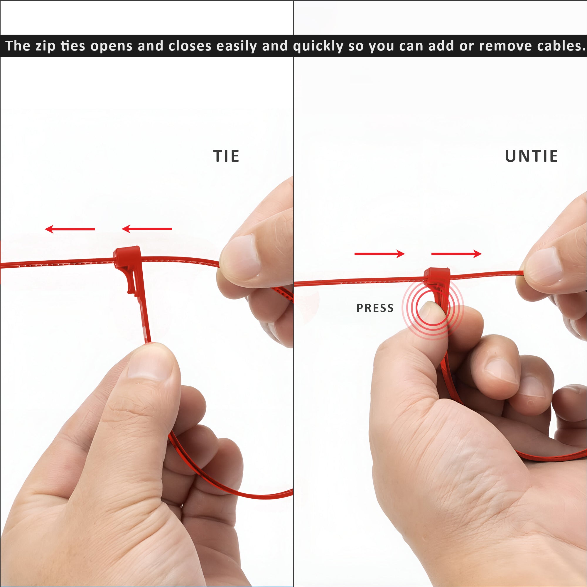 Heavy Duty Releasable Reusable Nylon Cable Zip Ties for Wire Management