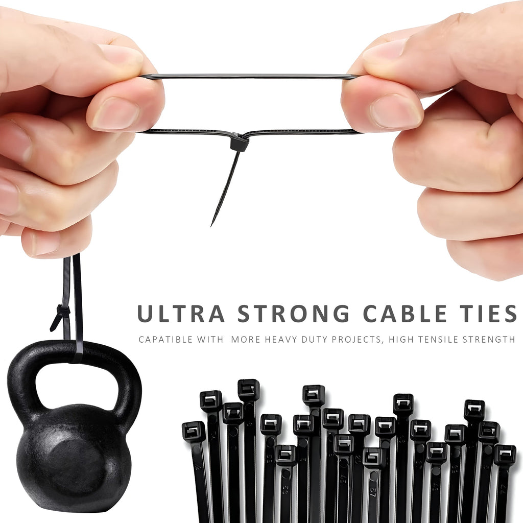 Black Heavy Duty Self Locking Nylon Cable Ties 100 Pack