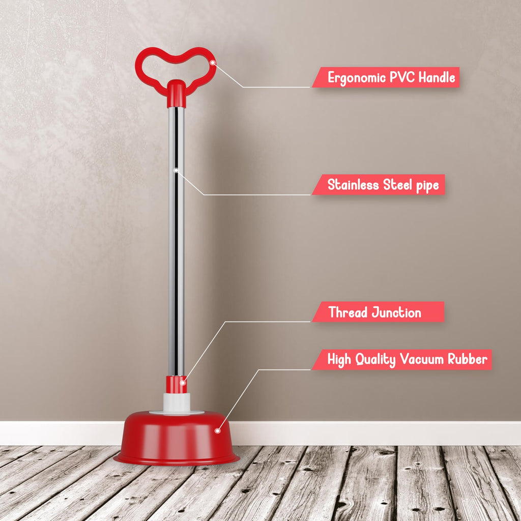 Heavy Duty Vacuum Rubber Toilet Plunger with Ergonomic Durable Handle