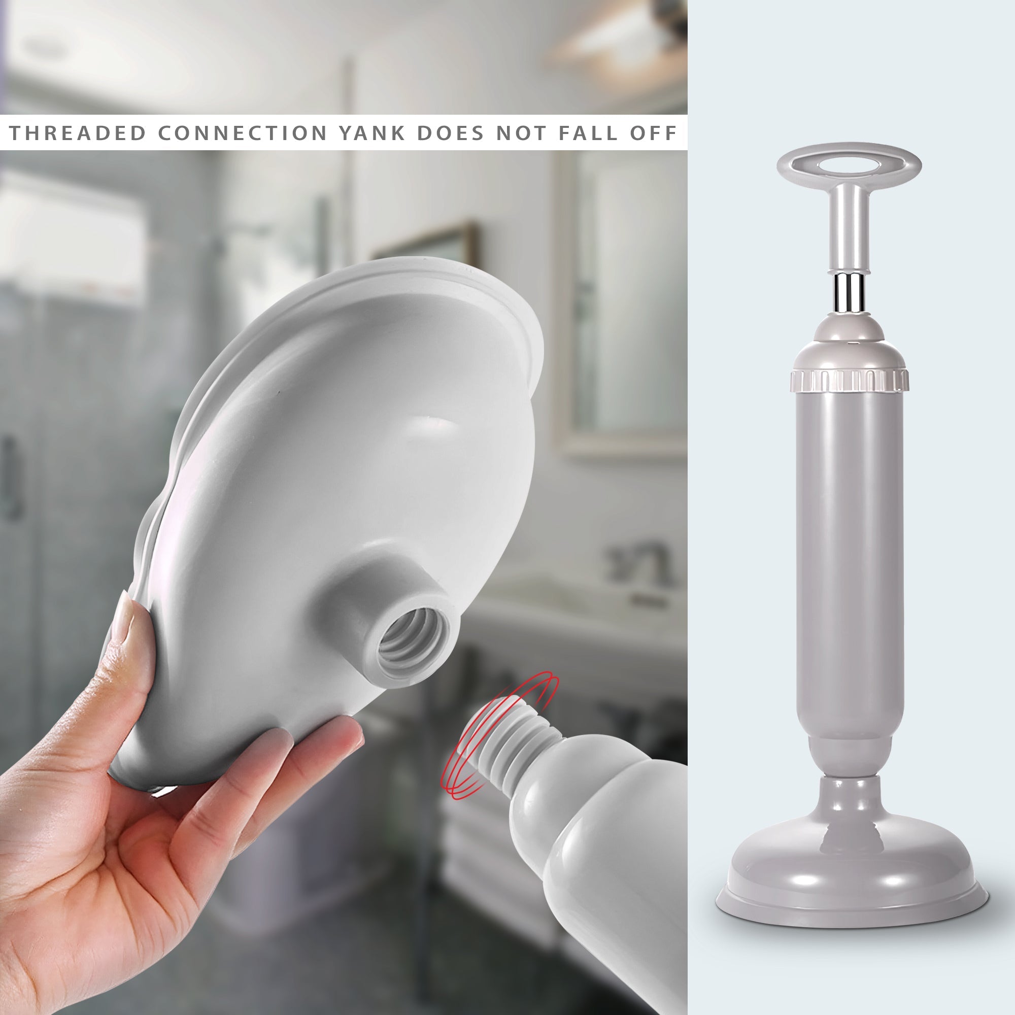 Heavy Duty Vacuum Toilet Plunger and Drain Unblocker Tool