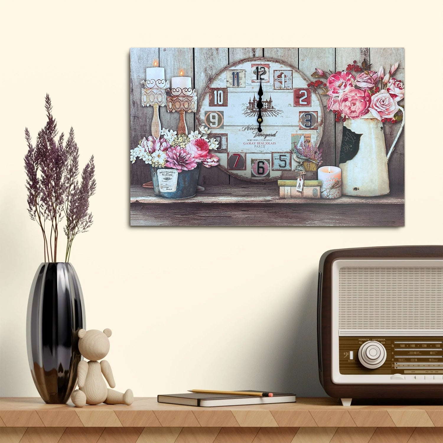 Modern Frameless Paris Eiffel Tower Wall Painting clock -5557