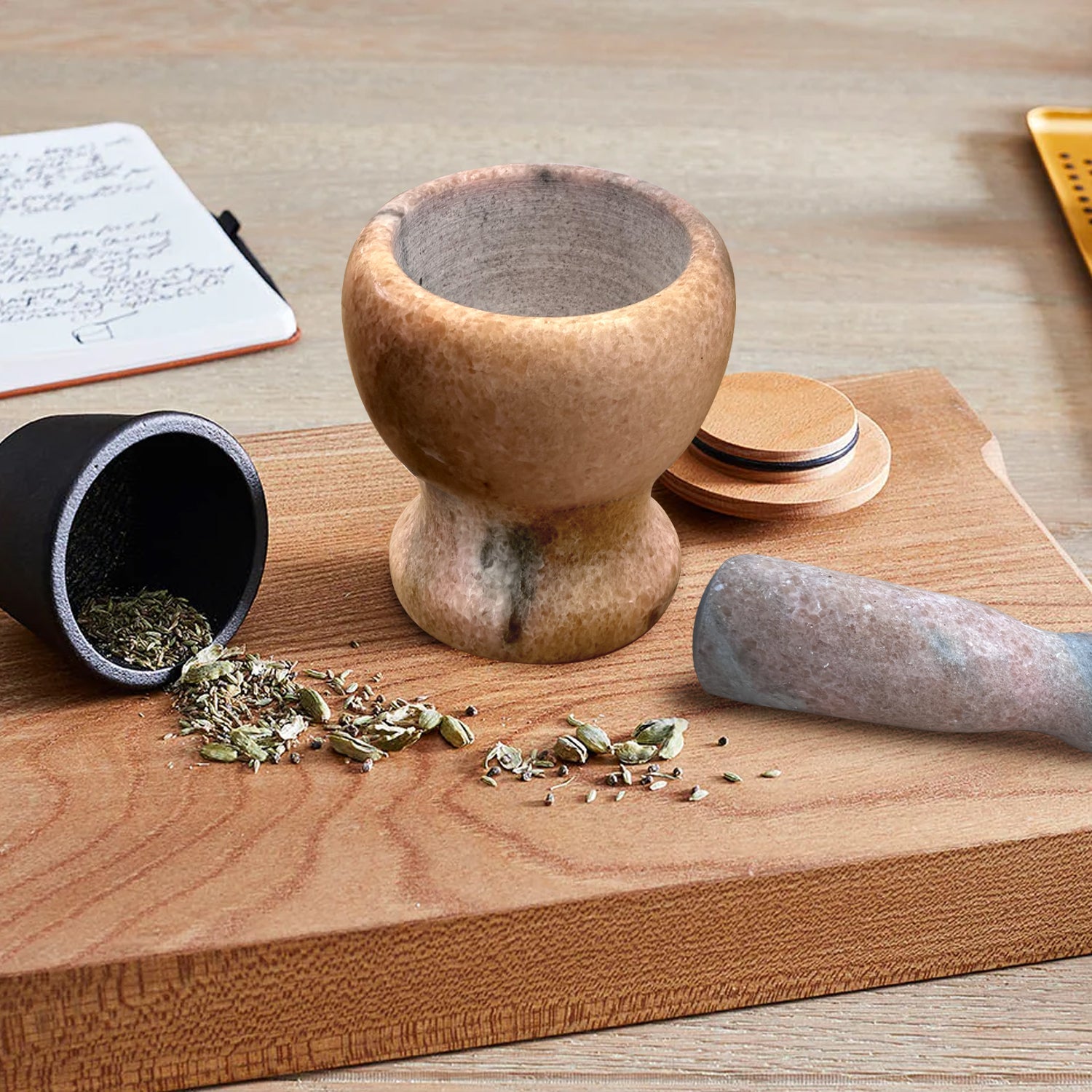 Premium Polished Marble Pestle and Mortar Set, Herb Crusher, Spice Grinder, Guacamole Bowl