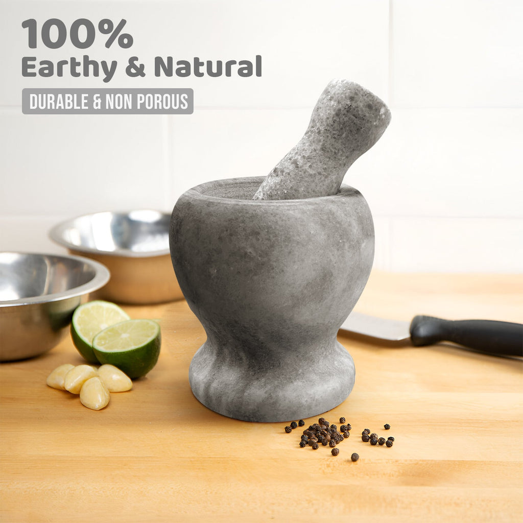 Premium Polished Marble Pestle and Mortar Set, Herb Crusher, Spice Grinder, Guacamole Bowl