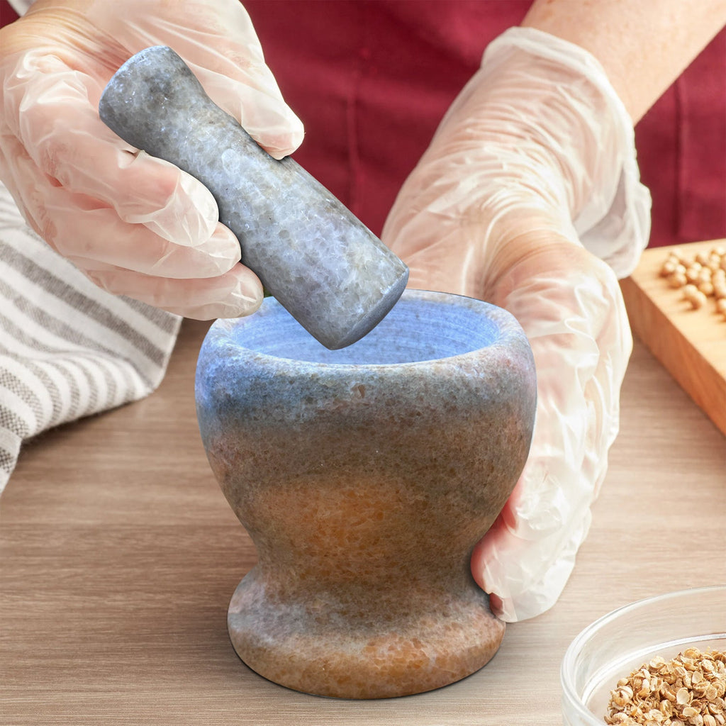 Premium Polished Marble Pestle and Mortar Set, Herb Crusher, Spice Grinder, Guacamole Bowl