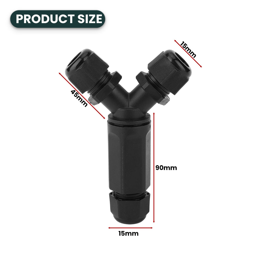 Y-Shape IP68 Waterproof Cable Connector Outdoor Electrical Junction Box