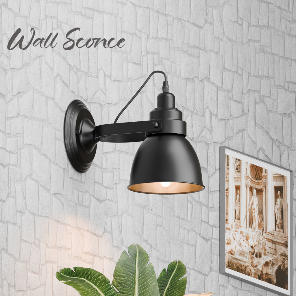 Industrial Bell Shade Dimmable Wall Sconce Light, Metal Retro Downwards Contemporary Fixture