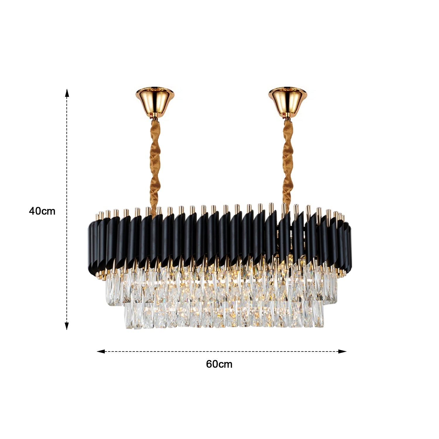 Modern Black Gold Crystal Chandelier & Matching Wall Sconce Light Set
