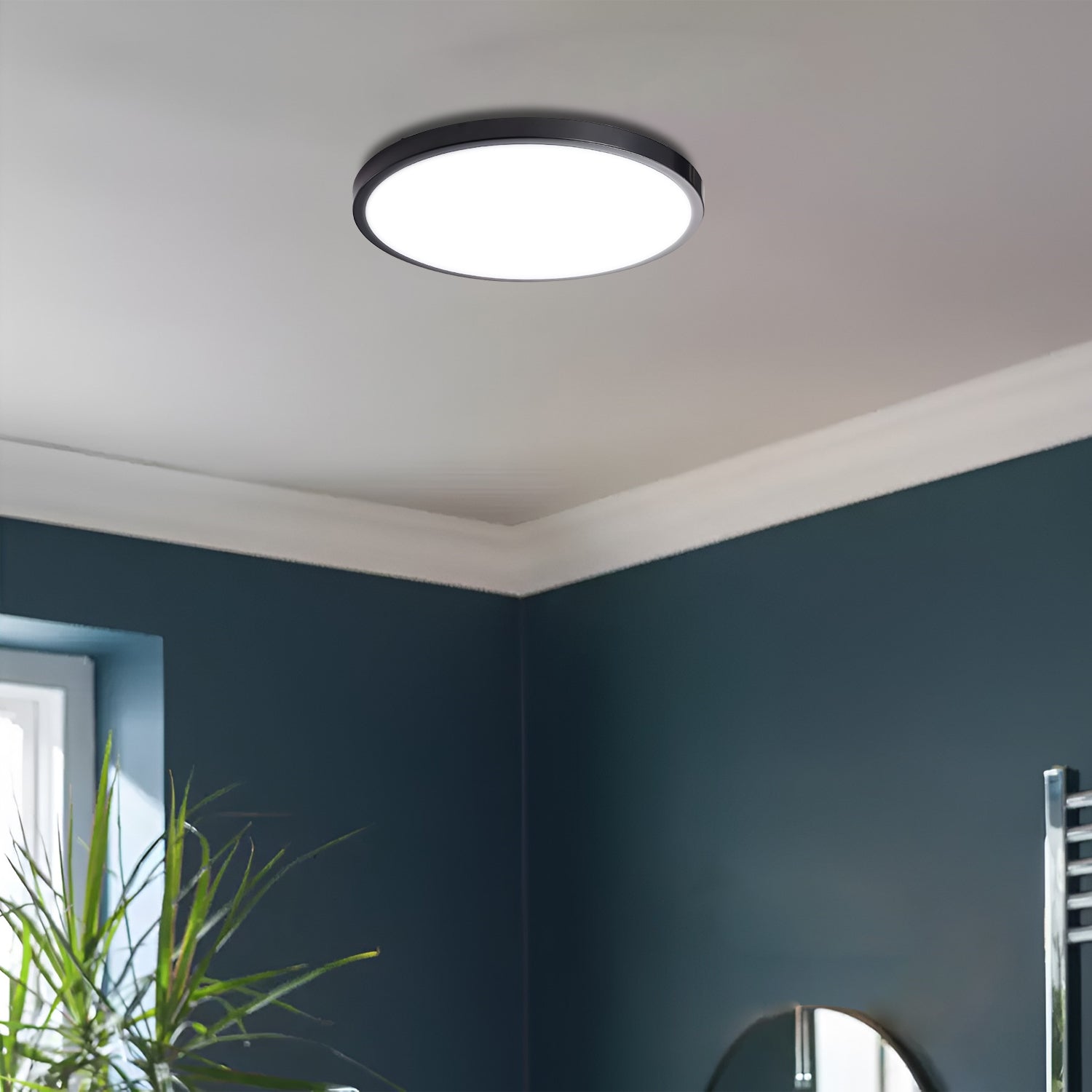 18W Black Round LED Flush Mount Ceiling Light Fixture for Modern Homes