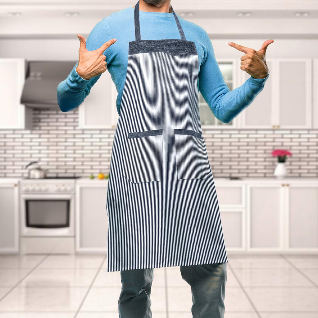 Durable Cotton Double Pocket Chef Apron for Kitchen Baking Gardening Catering