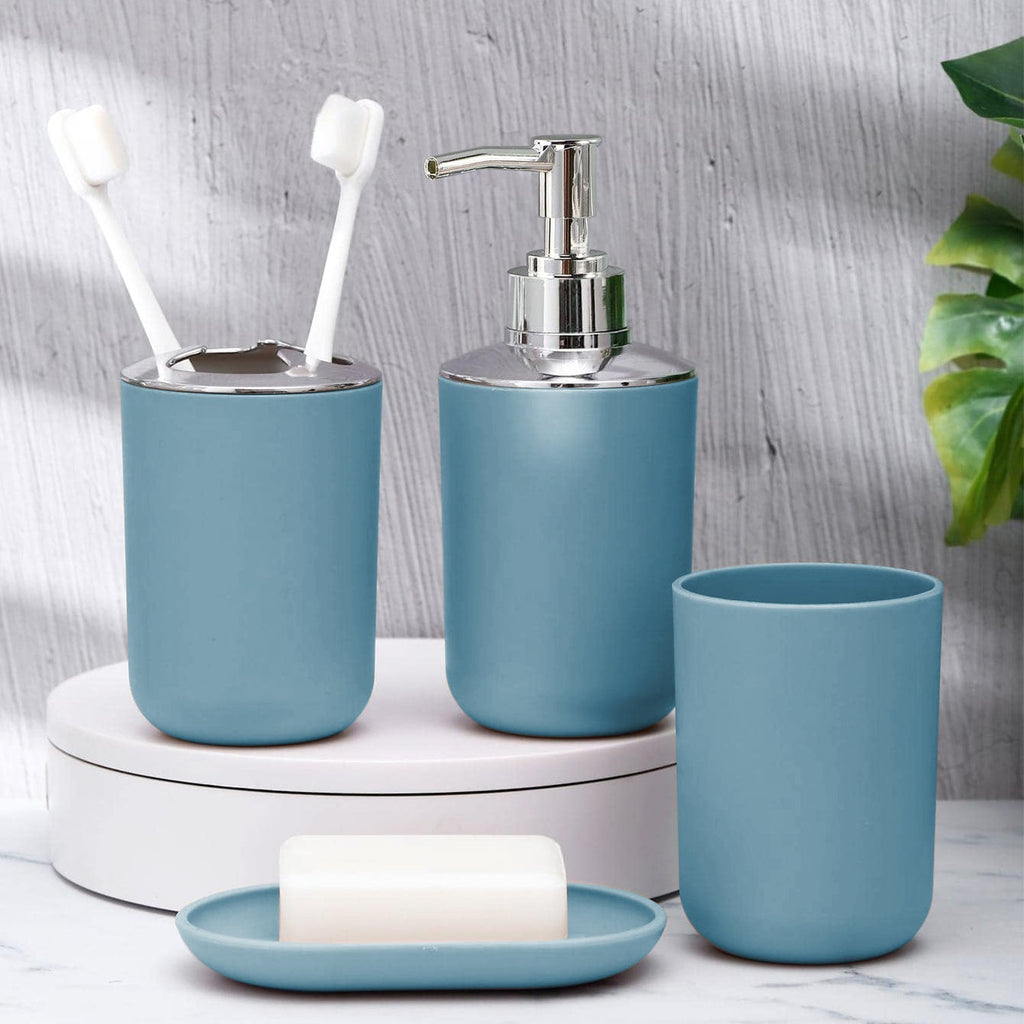 6/7 Pcs Plastic Bathroom Set Bin Toilet Brush Soap Dispenser ~6115