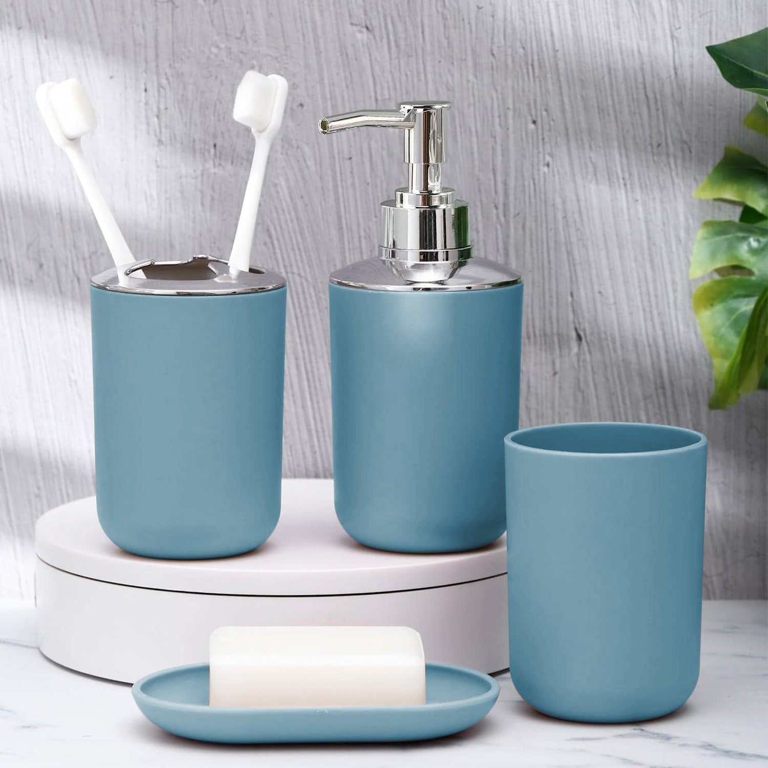 6/7 Pcs Plastic Bathroom Set Bin Toilet Brush Soap Dispenser ~6115