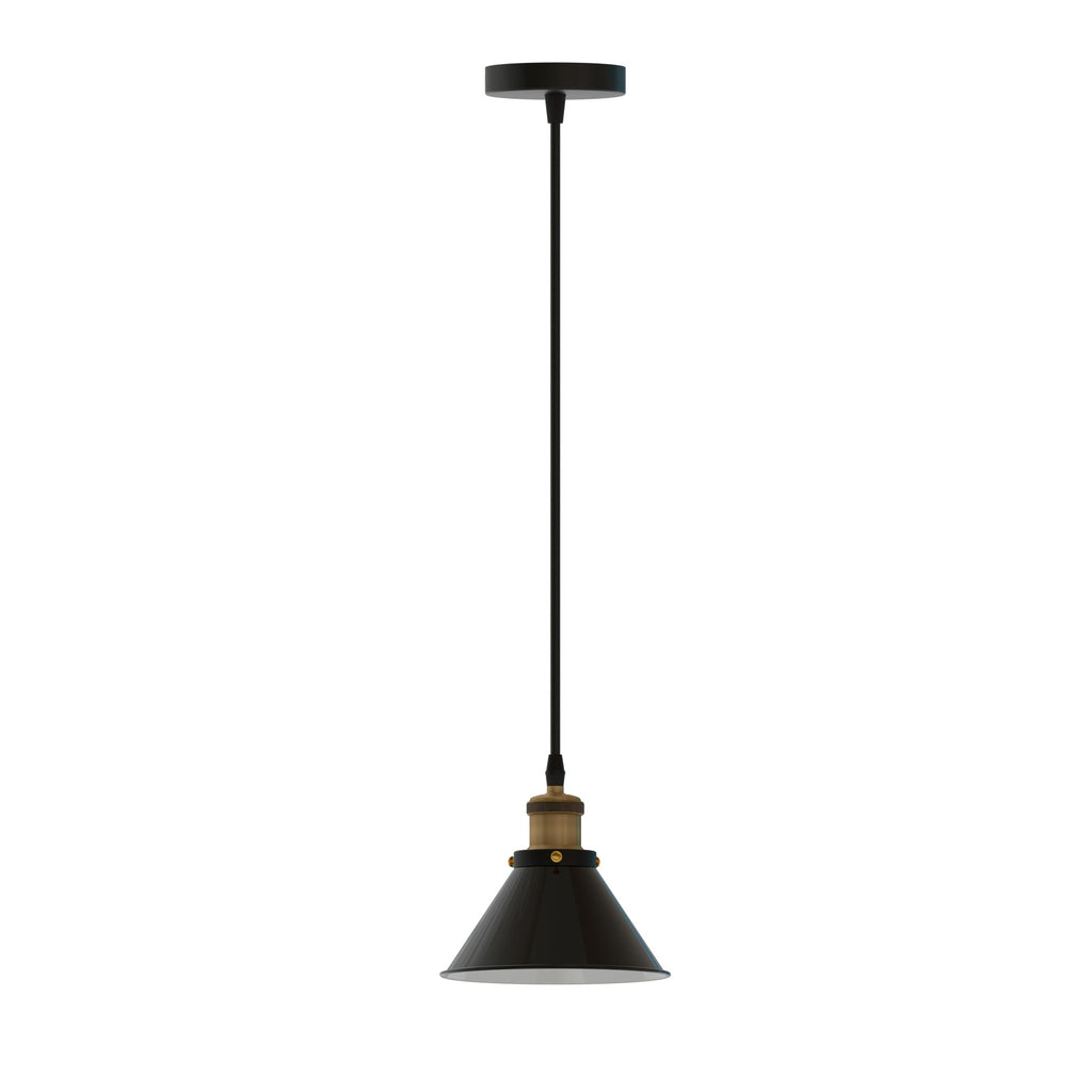 Industrial Cone Shade Metal E27 Ceiling Pendant Light, Modern Black Hanging Lamp