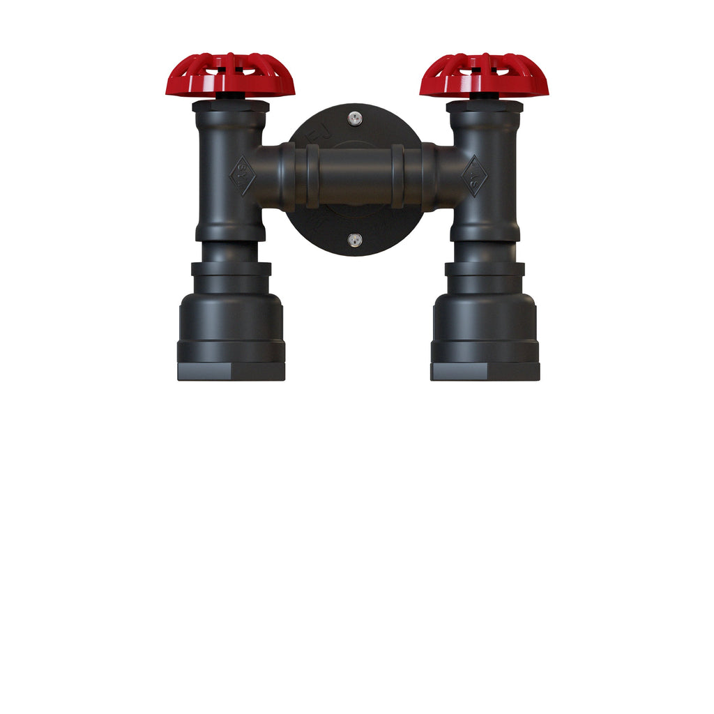 Rustic Industrial Steampunk Twin Metal Water Pipe Wall Light Sconce Fixture