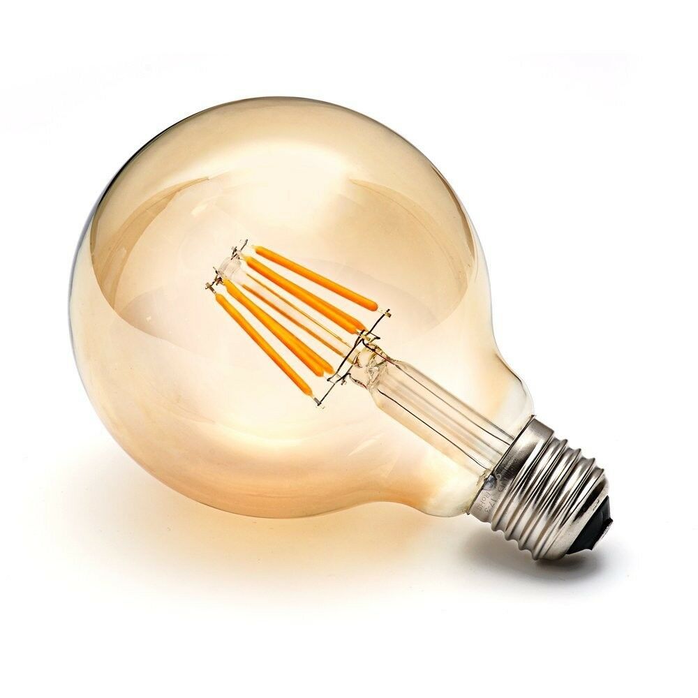 6-Pack G125 E27 8W Dimmable Warm White Vintage LED Light Bulbs
