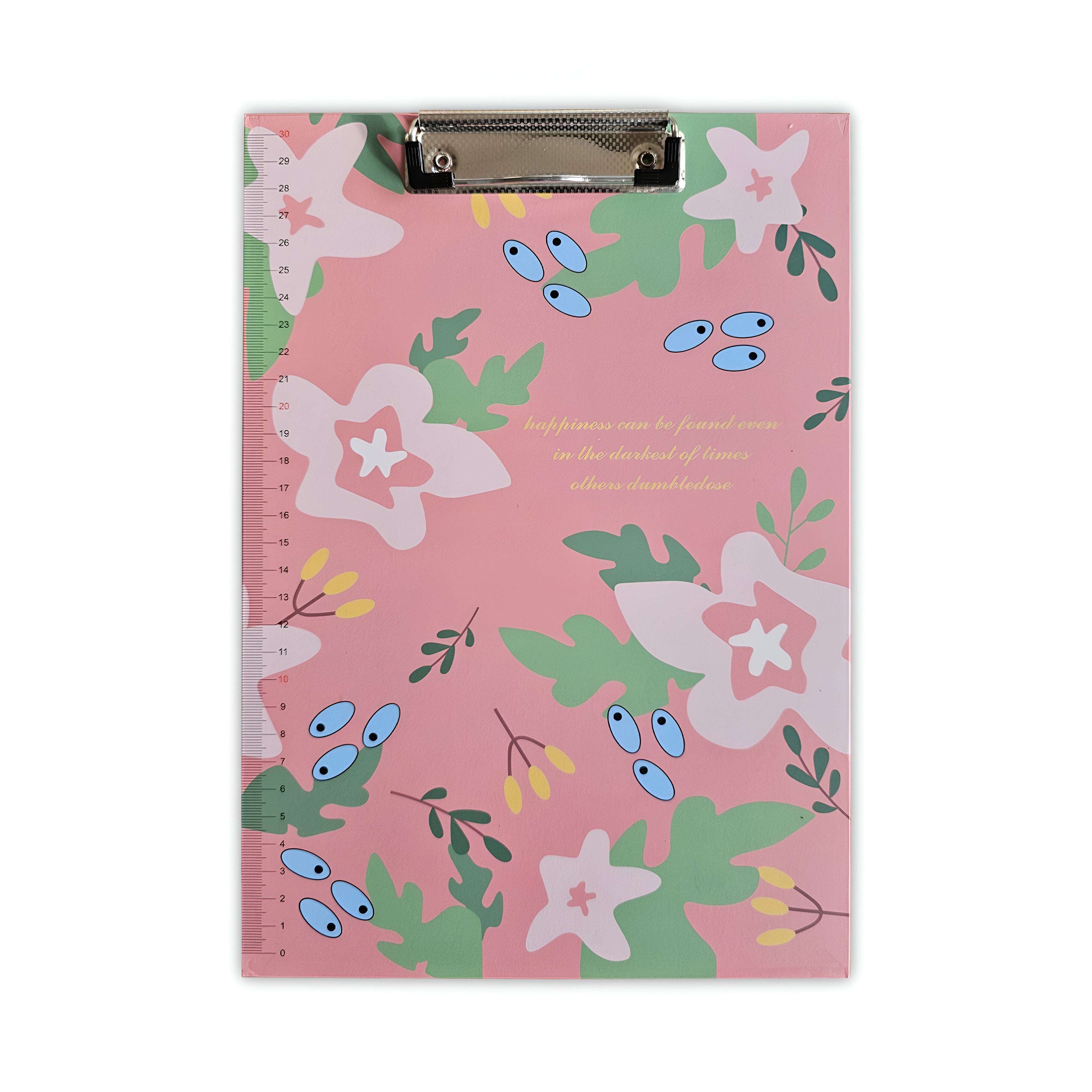 4-Pack A4 Cute Floral Print Clipboard with Metal Clip and Ruler Edge