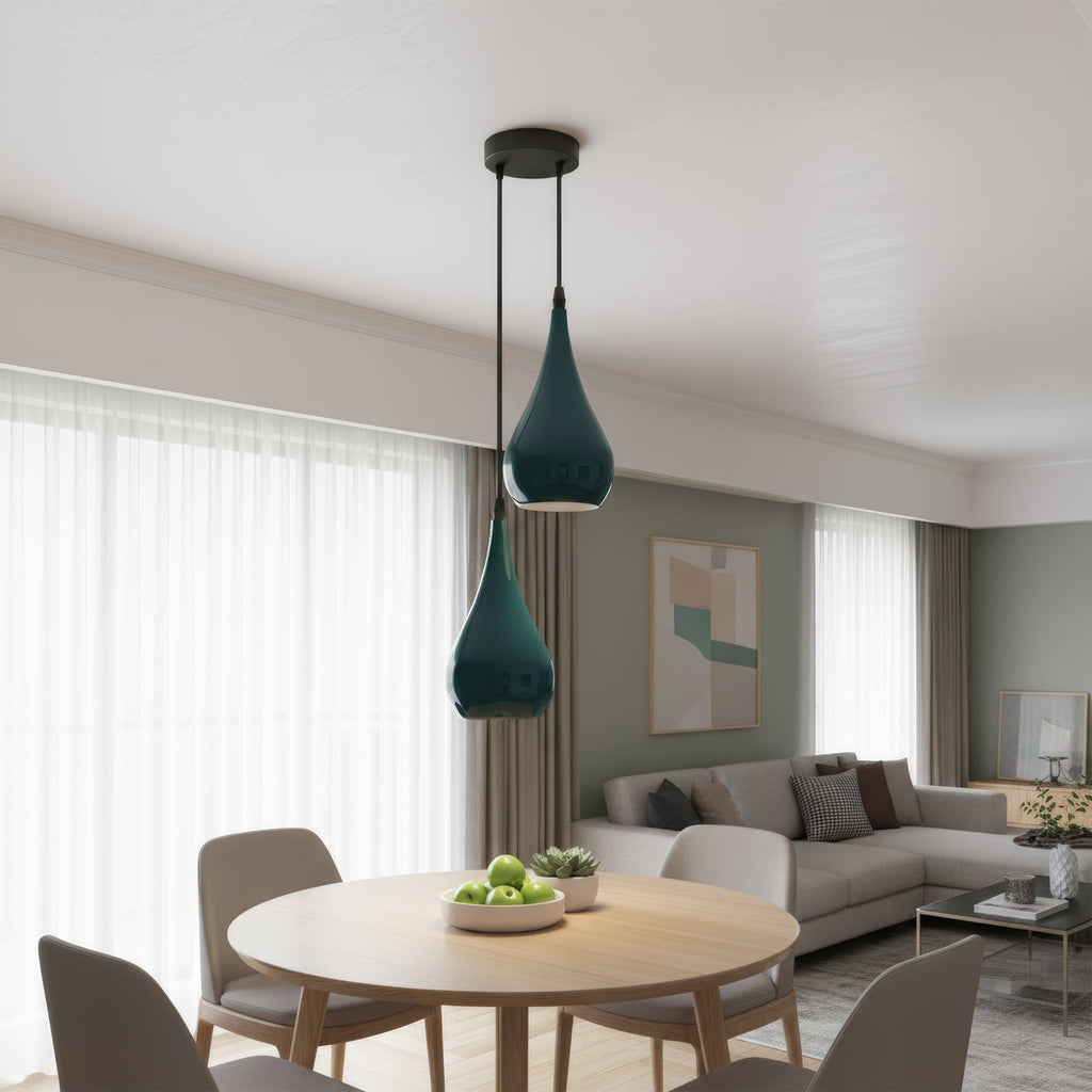 Stylish Vintage Cyan Blue Dual E27 Pendant Light for Indoor Home Illumination