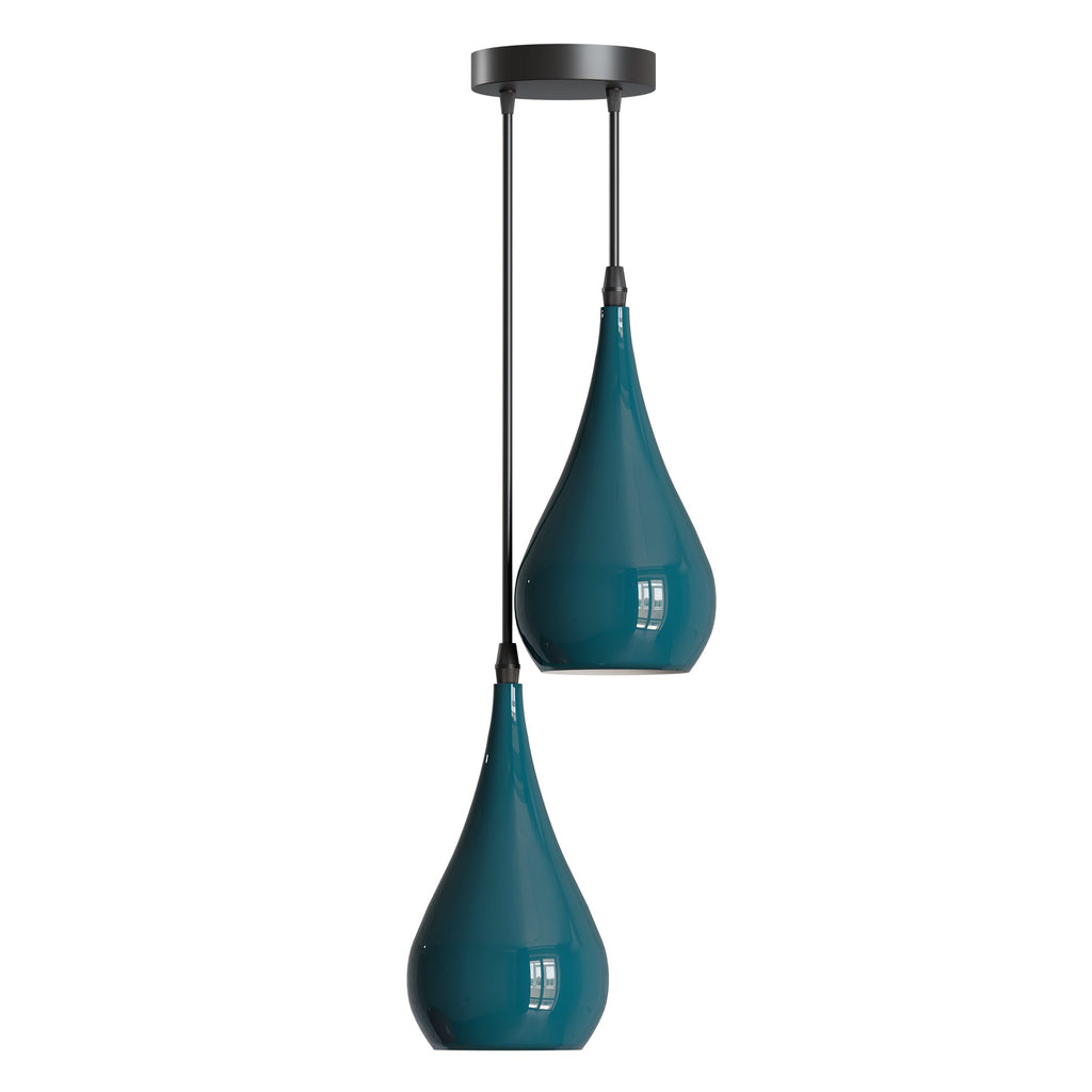 Stylish Vintage Cyan Blue Dual E27 Pendant Light for Indoor Home Illumination