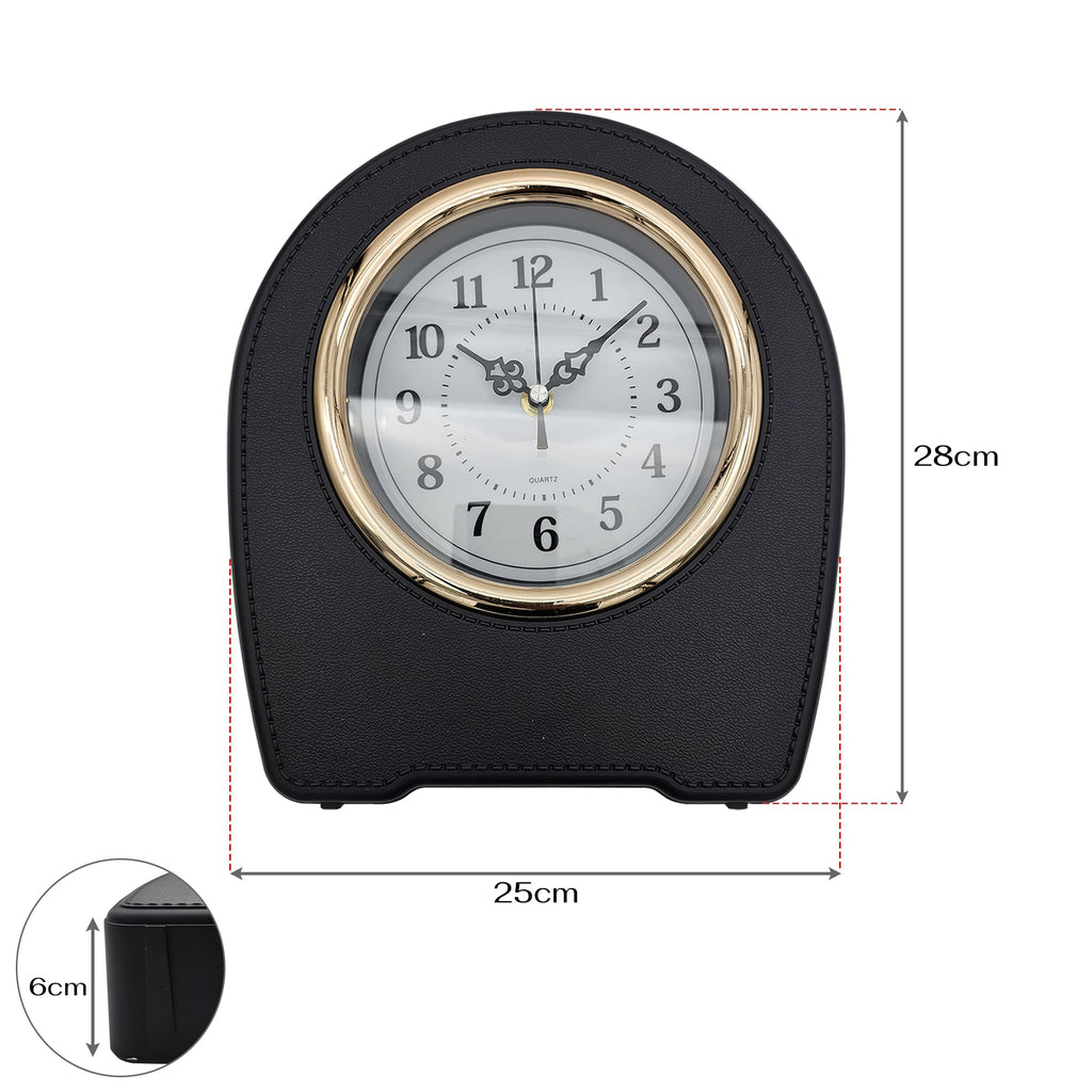 Indoor Small Mantel Clock Leather Living Room Desktop Table Clocks~5401