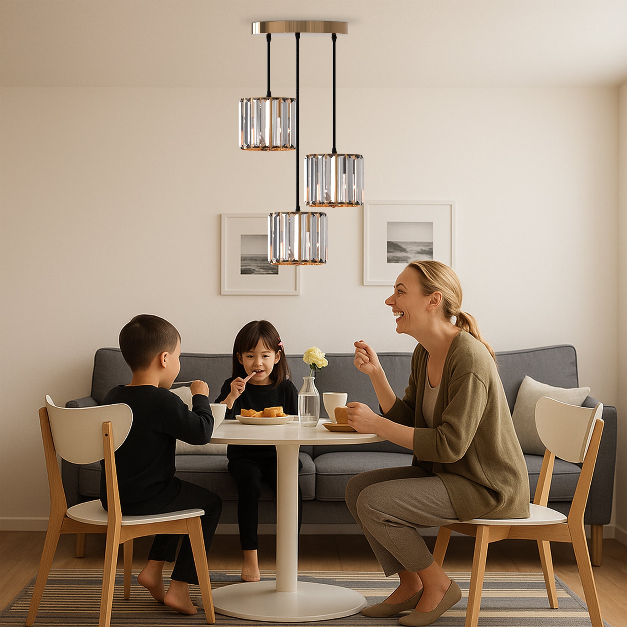 Modern Crystal 3 Head Pendant Light Indoor Entrance Dining Room ~6131