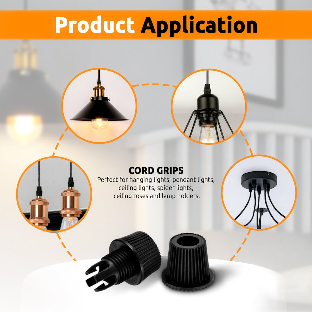 Flexible Plastic Cord Grip with 10mm Male Thread for E27 Lamp Wiring