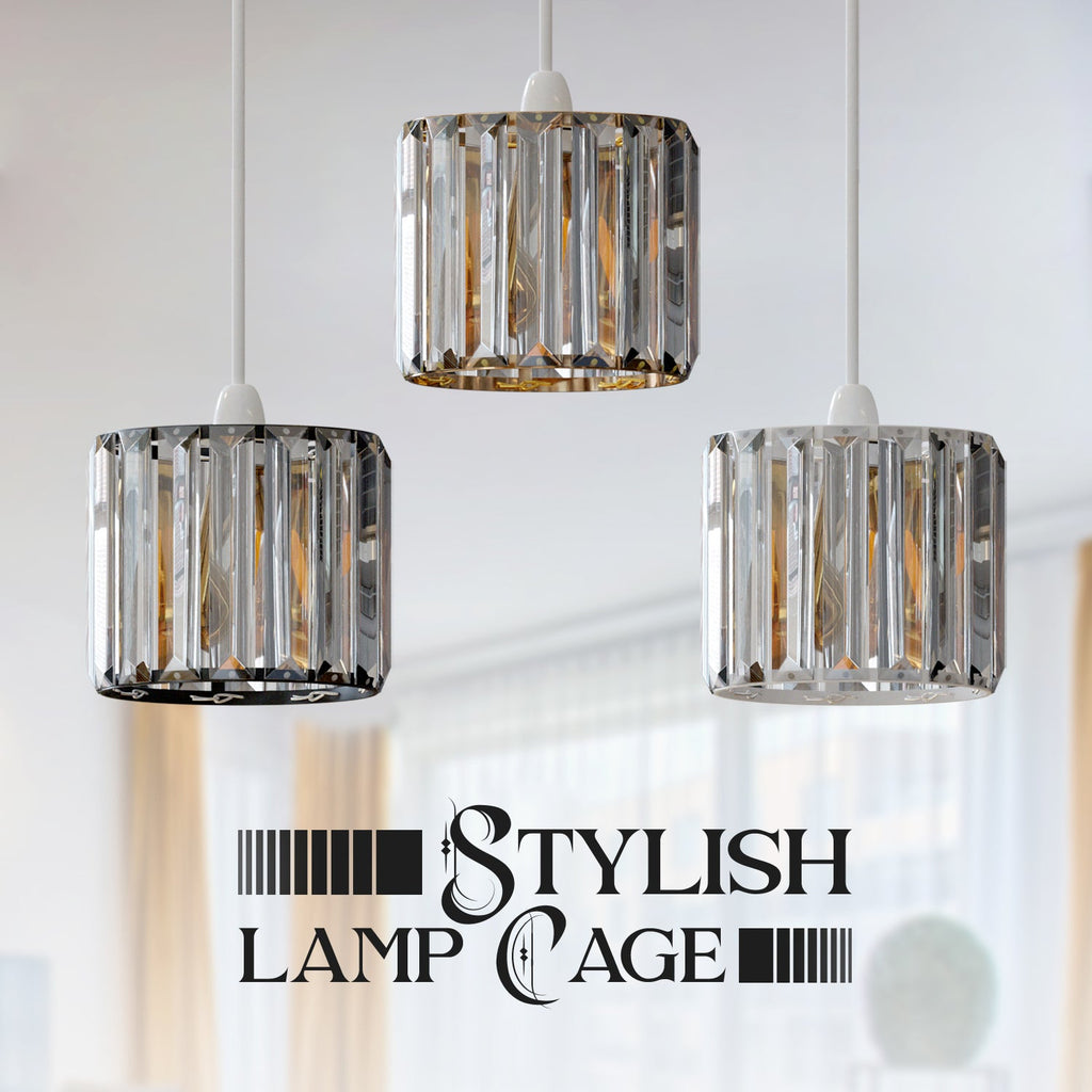 Elegant Crystal Glass Easy Fit Drum Lampshade for Pendant Lights