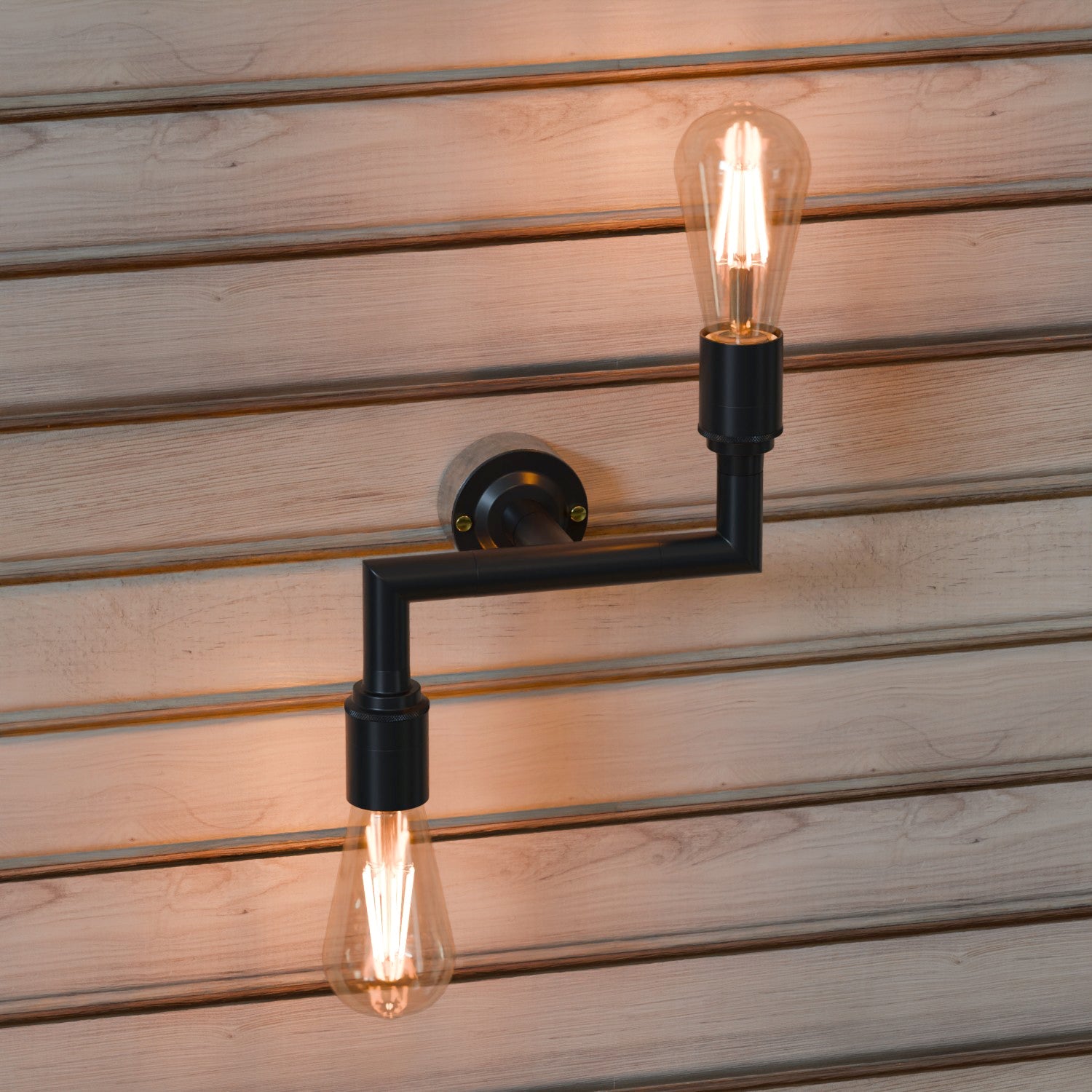 Industrial Metal Conduit Pipe Double Wall Sconce Light Kit E27