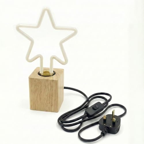 Small Wooden Table Lamp with Ambient Decorative LED Bulb