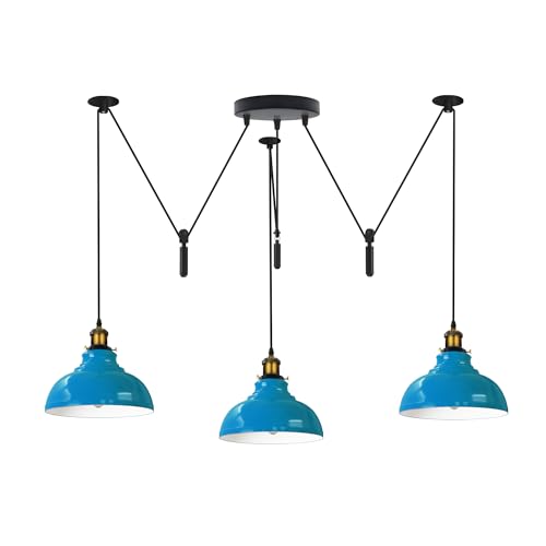 Industrial 3-Light Adjustable Pendant: Vintage Metal Ceiling Lamp for Home Decor
