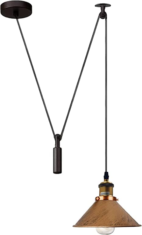 Adjustable Industrial Pulley Pendant Ceiling Light Fixture for Modern Homes