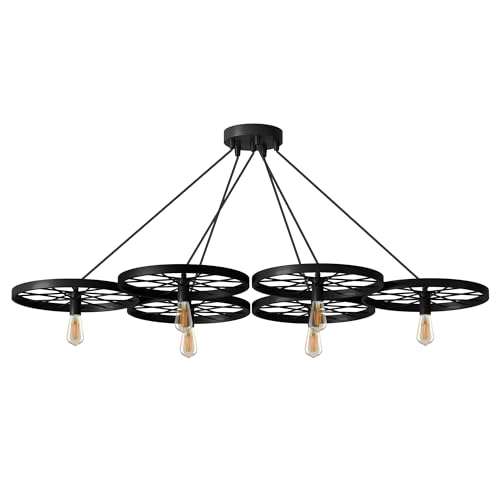 Industrial Vintage Rustic Metal 6-Light Cluster Chandelier Ceiling Fixture