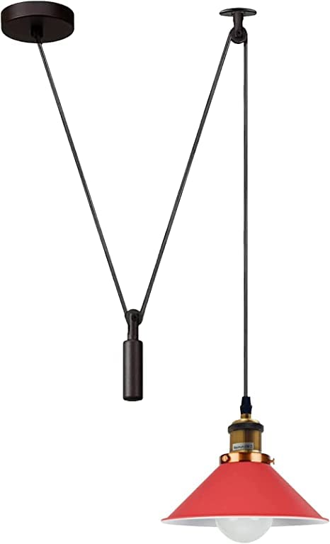 Adjustable Industrial Pulley Pendant Ceiling Light Fixture for Modern Homes
