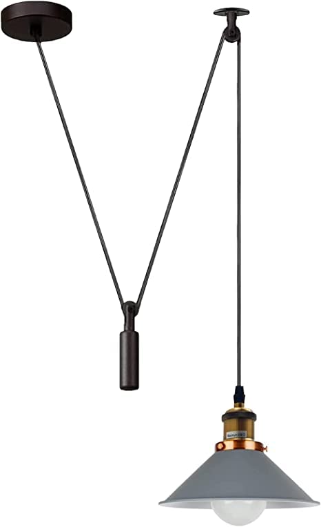 Adjustable Industrial Pulley Pendant Ceiling Light Fixture for Modern Homes