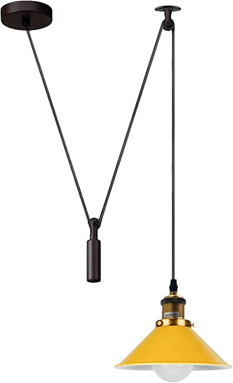 Adjustable Industrial Pulley Pendant Ceiling Light Fixture for Modern Homes