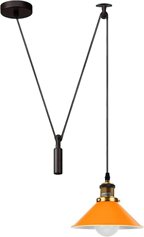 Adjustable Industrial Pulley Pendant Ceiling Light Fixture for Modern Homes