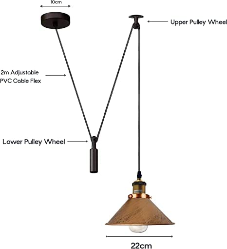 Industrial Pulley Ceiling Light Fixture ~6286