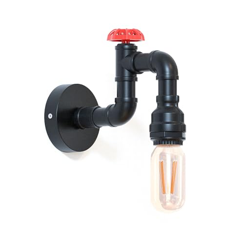 Industrial Steampunk Pipe Wall Sconce Light, Rustic Metal E27 Vintage Indoor Lamp