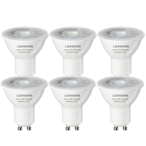 6-Pack GU10 LED Spotlight Bulbs, Cool White, Energy-Saving, Bright Illumination
