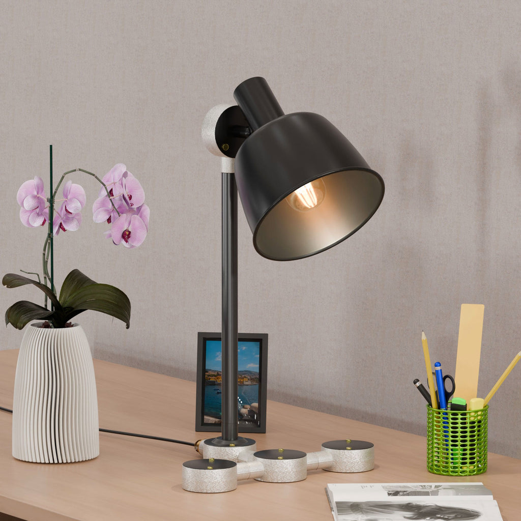 Black Industrial Conduit Pipe Desk Lamp Kit, Steampunk, Dimmer Switch, E27
