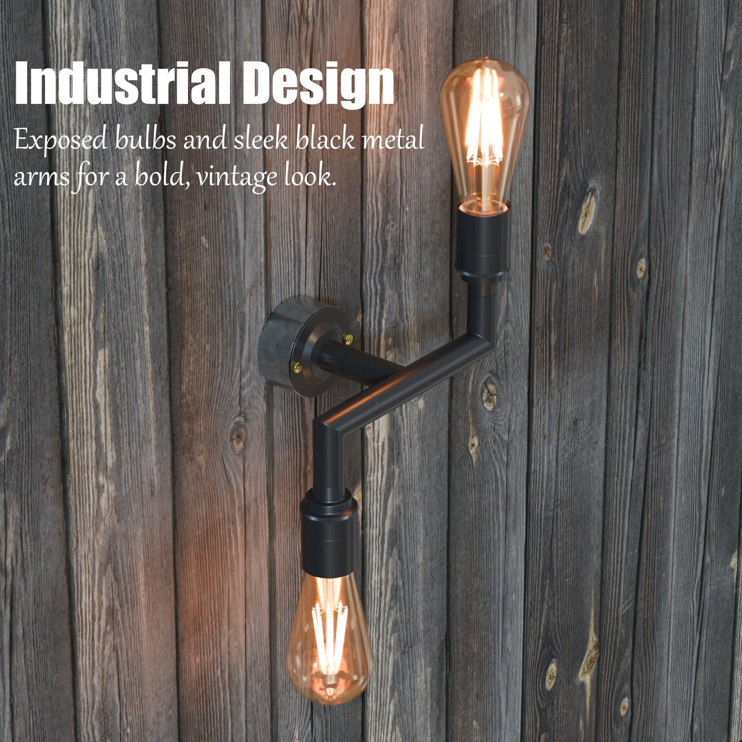 Industrial Metal Conduit Pipe Double Wall Sconce Light Kit E27