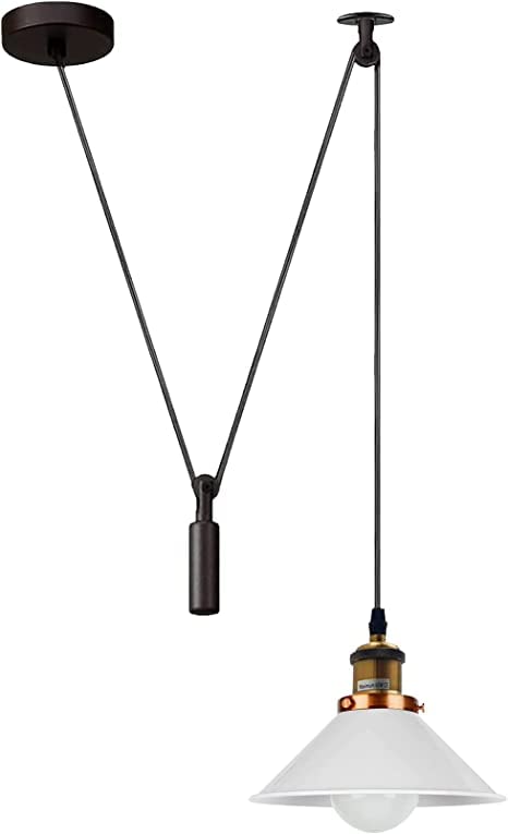 Adjustable Industrial Pulley Pendant Ceiling Light Fixture for Modern Homes