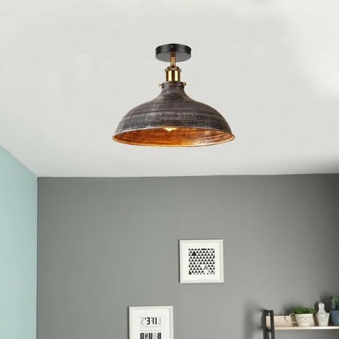 Industrial Metal Flush Mount Ceiling Light Fixture ~6288