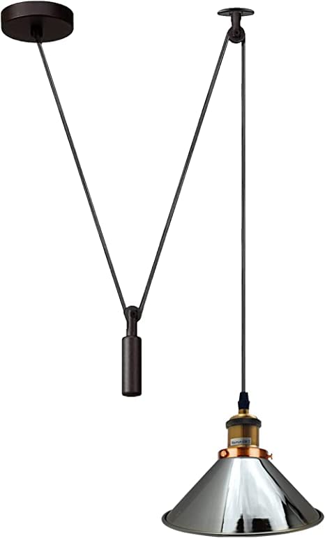 Adjustable Industrial Pulley Pendant Ceiling Light Fixture for Modern Homes