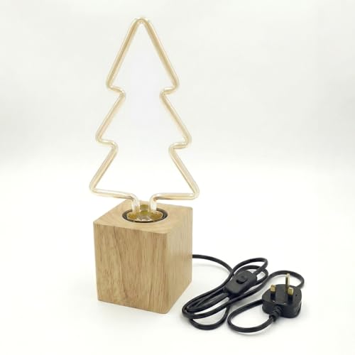 Small Wooden LED Table Lamp with Ambient Decorative Mood Bulb