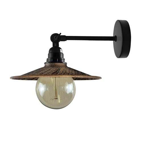 Vintage Industrial Metal Flat Shade Wall Sconce Adjustable Arm Light Fixture