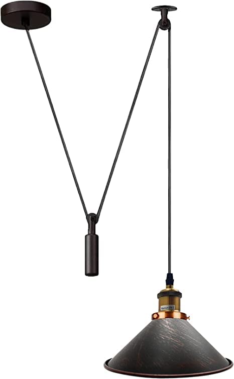 Adjustable Industrial Pulley Pendant Ceiling Light Fixture for Modern Homes