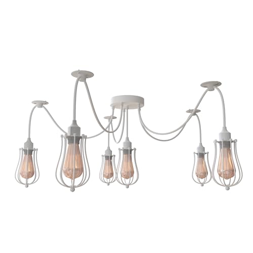 Modern Adjustable 5-Way Spider Pendant Light with White Metal Cone Shades