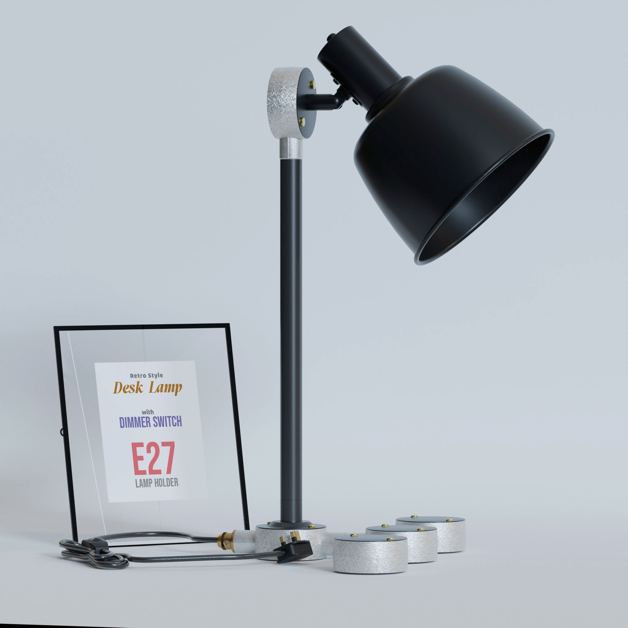 Industrial Steampunk Conduit Pipe Desk Lamp Kit with E27 Dimmer Switch
